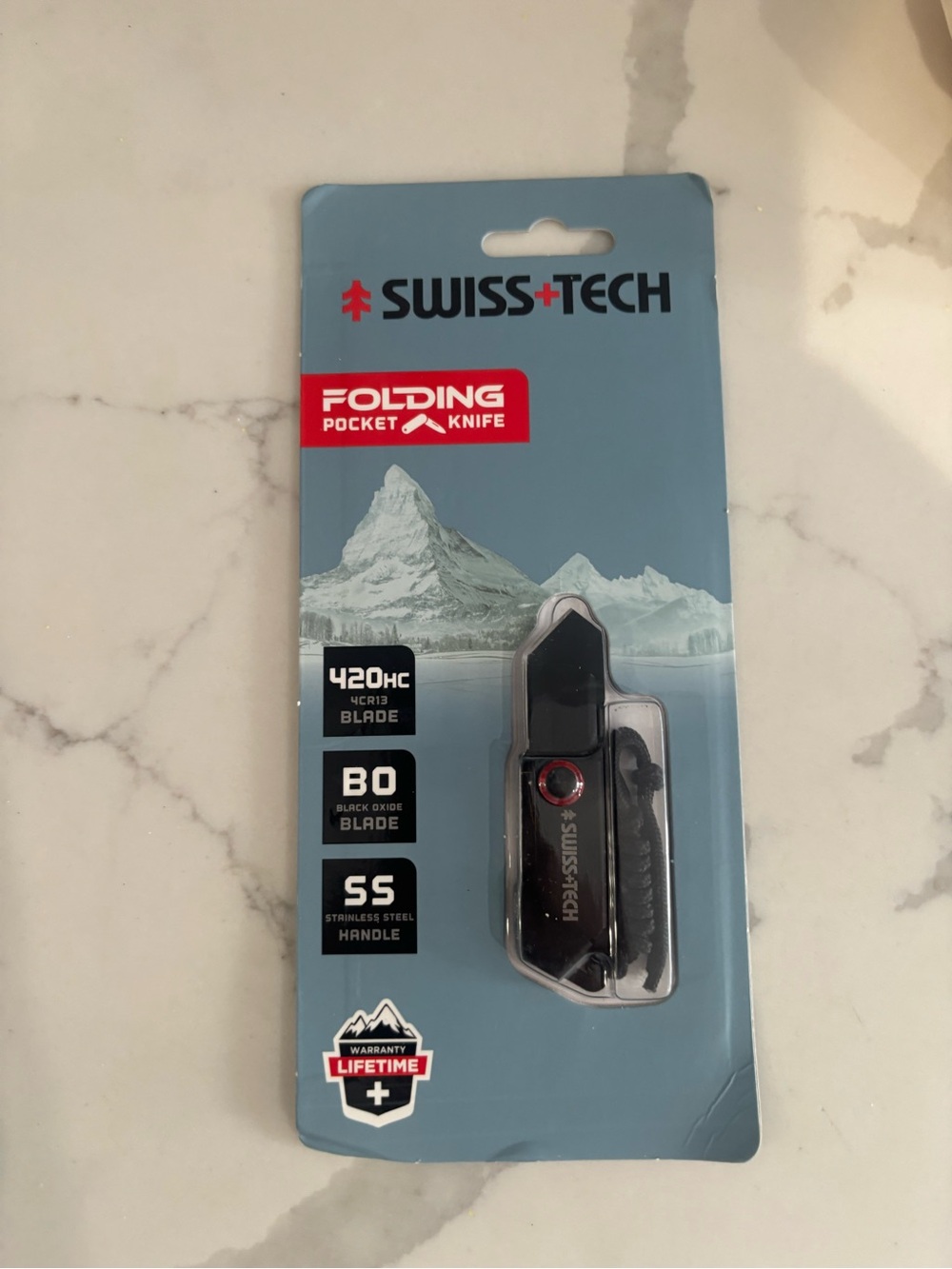Swiss+Tech Folding Pocket  - Black with Red Accent